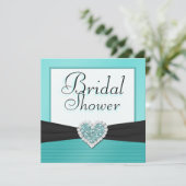 Invitation Wedding shower bleu et noir d'Aqua de parties (Debout devant)