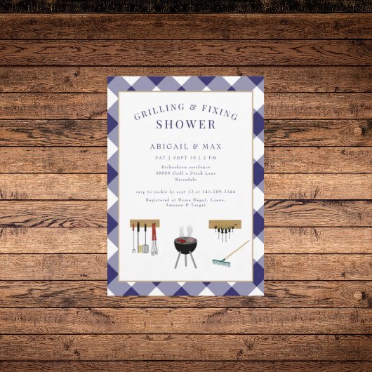 Invitation Wedding shower bleu pour le grillage et la fixatio