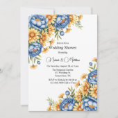 Invitation Wedding shower Blue Peony et Yellow Daisy (Devant)