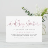 Invitation Wedding shower Blue Pretty Calligraphy (Debout devant)