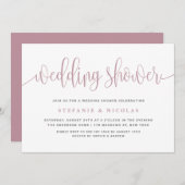 Invitation Wedding shower Blue Pretty Calligraphy (Devant / Derrière)