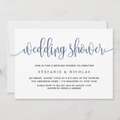 Invitation Wedding shower Blue Pretty Calligraphy (Devant)