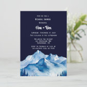 Invitation Wedding shower Blue White Snowy Mountains (Debout devant)