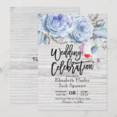 Invitation Wedding shower Bohème Floral Plumes Bois rustique (Devant / Derrière)