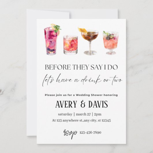Invitation Wedding shower - Boire ou deux (Devant)