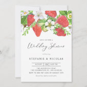Invitation Wedding shower botanique de fraises d'aquarelle (Devant)