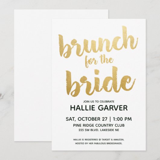 Invitation Wedding shower Brunch (Devant / Derrière)