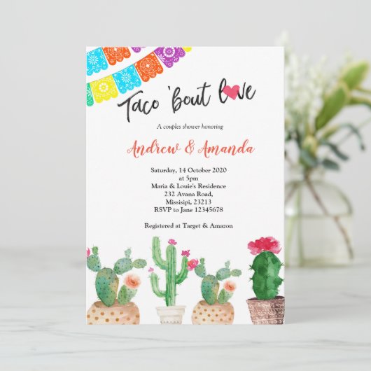 Invitation Wedding shower Cactus Couples (Debout devant)
