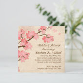 Invitation Wedding shower cerise en fleurs (Debout devant)