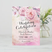 Invitation Wedding shower Chic Aquarelle Boho Plumes florales (Debout devant)