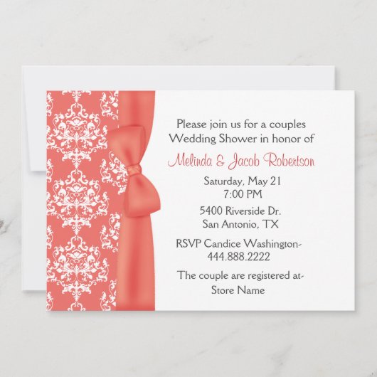 Invitation Wedding shower Chic Damask Couples (Devant)