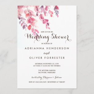 Invitation Wedding shower chic Feuille aquarelle