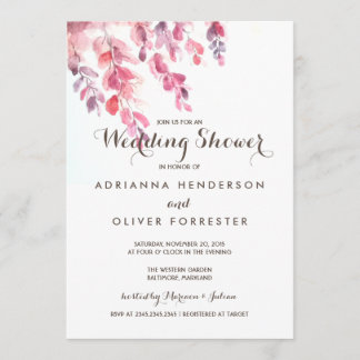 Invitation Wedding shower chic Feuille aquarelle