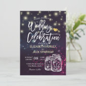 Invitation Wedding shower Chic Mason Jar Purple String Lumièr (Debout devant)