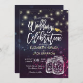 Invitation Wedding shower Chic Mason Jar Purple String Lumièr (Devant / Derrière)