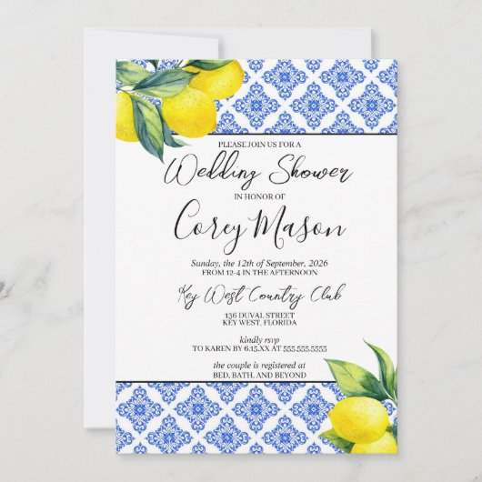 Invitation Wedding shower citron (Devant)