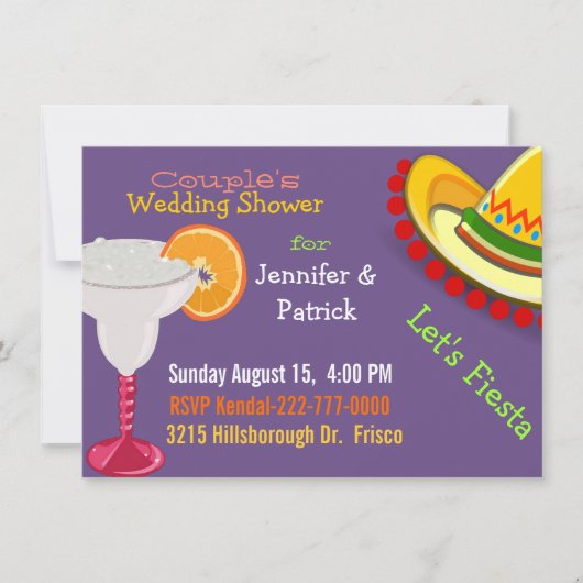 Invitation Wedding shower coloré de Fiesta Couple Mexicaine (Devant)