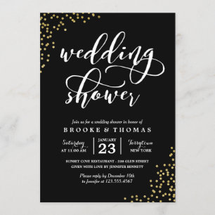 Invitation Wedding shower Confetti Parties scintillant d'or n