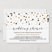Invitation Wedding shower Confetti rose, or et noir (Devant)