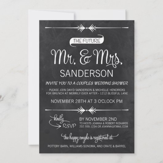 Invitation Wedding shower Couples Chalkboard (Devant)