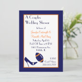 Invitation Wedding shower Couples de football Blue & Orange (Debout devant)