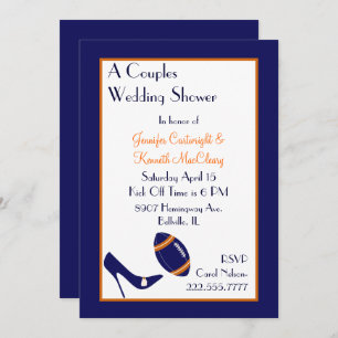 Invitation Wedding shower Couples de football Blue & Orange