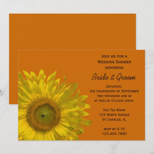 Invitation Wedding shower Couples de tournesol (Devant / Derrière)