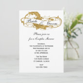 Invitation Wedding shower Couples feuille or (Debout devant)