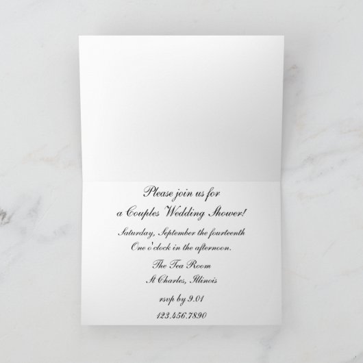 Invitation Wedding shower Couples feuille or (Intérieur)