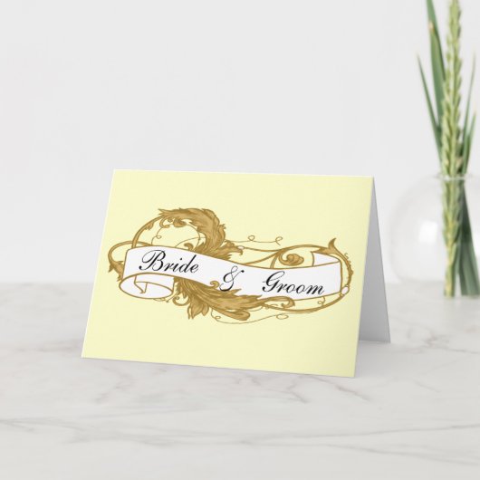 Invitation Wedding shower Couples feuille or (Devant)