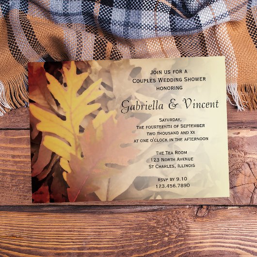 Invitation Wedding shower Couples Feuilles d'automne peintes