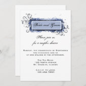 Invitation Wedding shower Couples Floraux Abstraits Bleus (Devant / Derrière)