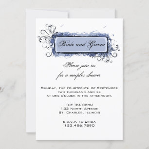 Invitation Wedding shower Couples Floraux Abstraits Bleus