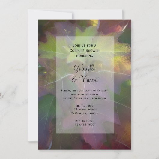 Invitation Wedding shower Couples Hydrangea Leaf Chêne Automn (Devant)