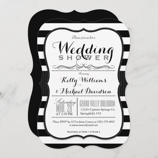 Invitation Wedding shower Couples noirs et blancs (Devant / Derrière)
