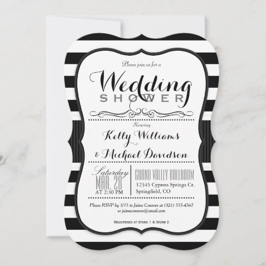 Invitation Wedding shower Couples noirs et blancs (Devant)