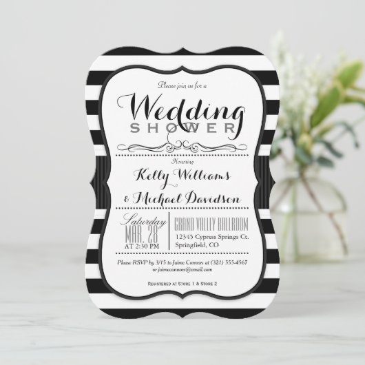 Invitation Wedding shower Couples noirs et blancs (Debout devant)
