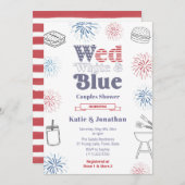 Invitation Wedding shower Couples Patriotiques Bleu Mer (Devant / Derrière)