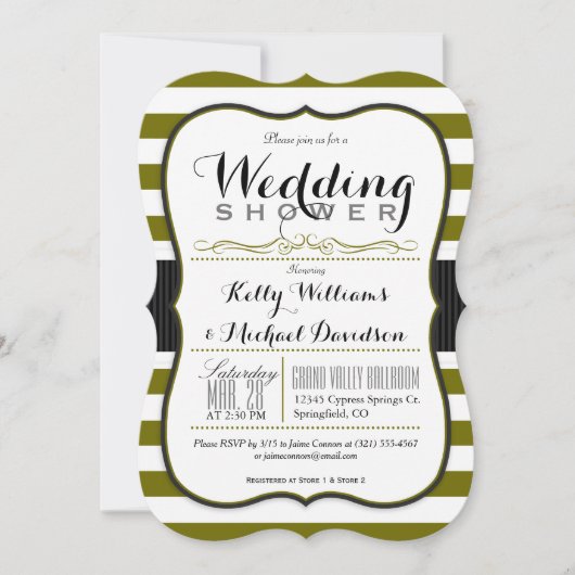 Invitation Wedding shower Couples vert et blanc olive (Devant)
