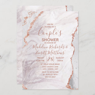 Invitation Wedding shower d'Agate Or Blanc et Rose