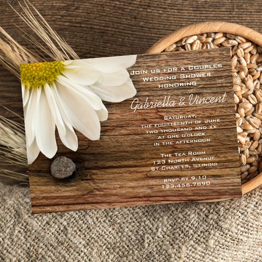 Invitation Wedding shower Daisy and Barn Wood Country Couples