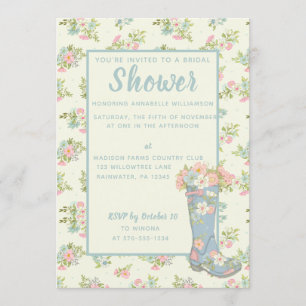 Invitation Wedding shower d'amorçage de printemps Floral Blue