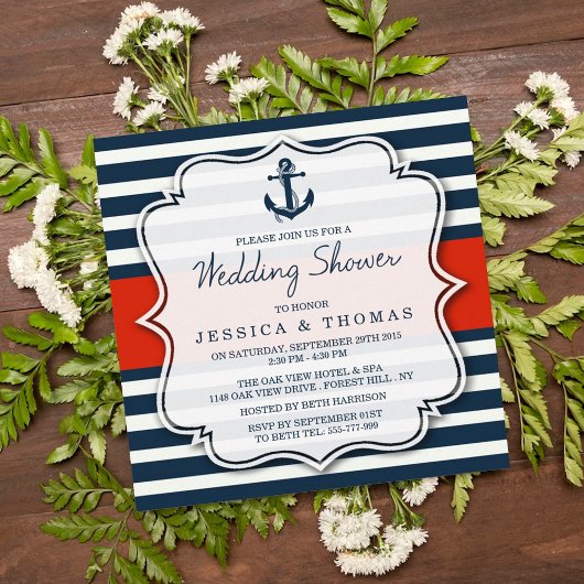 Invitation Wedding shower d'Ancres nautiques de la marine