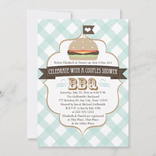Invitation Wedding shower d'Aqua Blue BBBQ Couples (Devant)