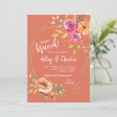 Invitation Wedding shower d'aquarelle à fleurs de terre (Debout devant)