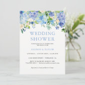 Invitation Wedding shower d'aquarelle bleu Hydrangea (Debout devant)