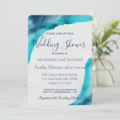 Invitation Wedding shower d'aquarelle bleu océan biologique (Debout devant)