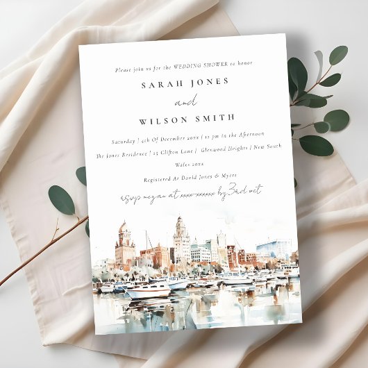 Invitation Wedding shower d'aquarelle Tampa Florida Skyline