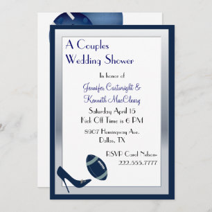 Invitation Wedding shower de Blue Football Couples