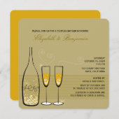 Invitation Wedding shower de Champagne d'or Bubbly (Devant / Derrière)